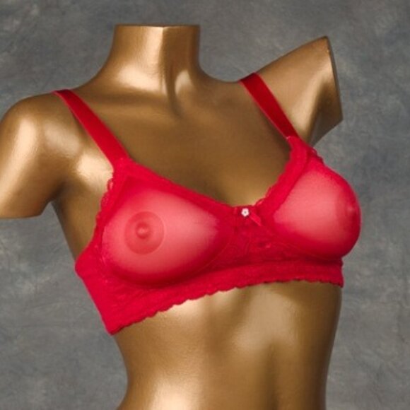Transform See-Thru Bra & Panty Set Crossdresser Breast Forms Red 2X - Picture 2 of 4